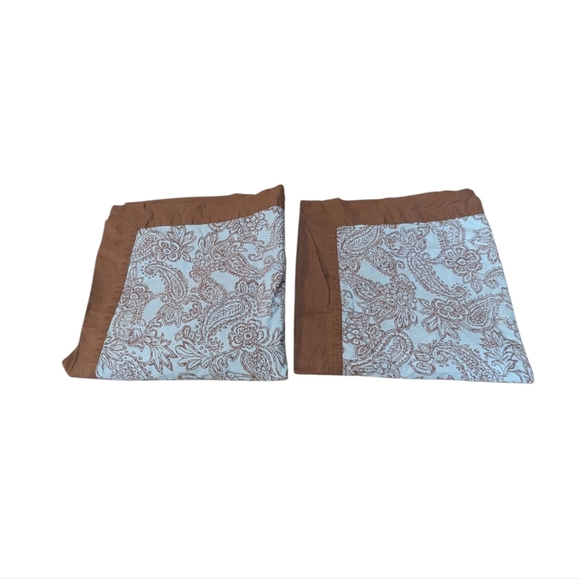 Urban Outfitters Euro Shams Set Of 2 Paisley Brown Blue Cotton Vintage Retro - Picture 2 of 7